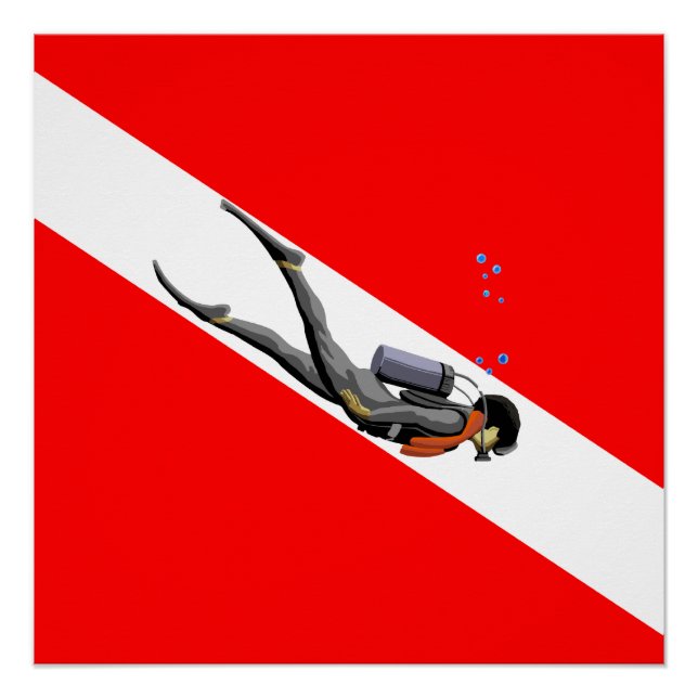 Diver And Dive Flag Poster (Front)