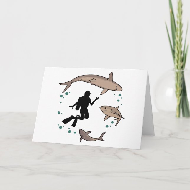 Diver and Sharks Card (Front)