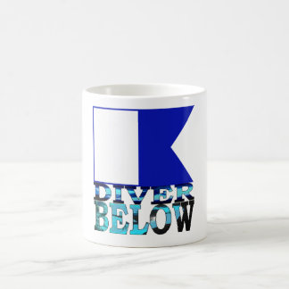 diver below blue coffee mug
