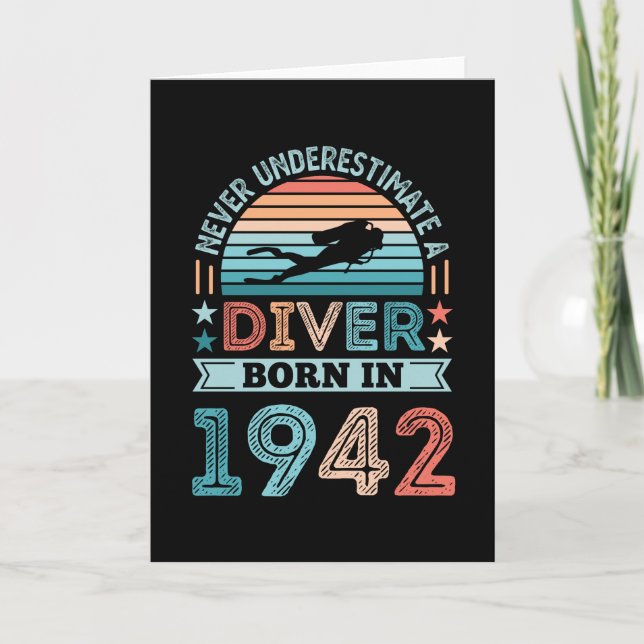 Diver born 1942 80th Birthday Diving Gift Dive Fan Card (Front)