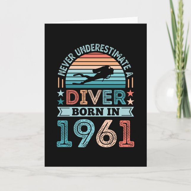Diver born 1961 60th Birthday Diving Gift Dive Fan Card (Front)