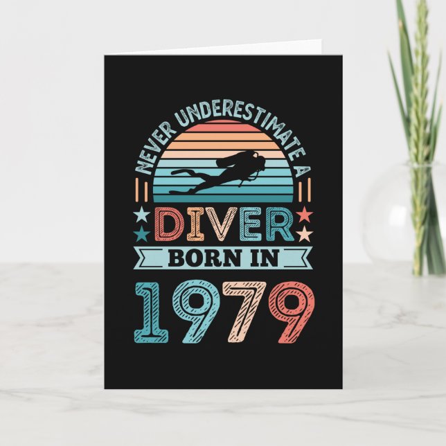 Diver born 1979 50th Birthday Diving Gift Dive Fan Card (Front)