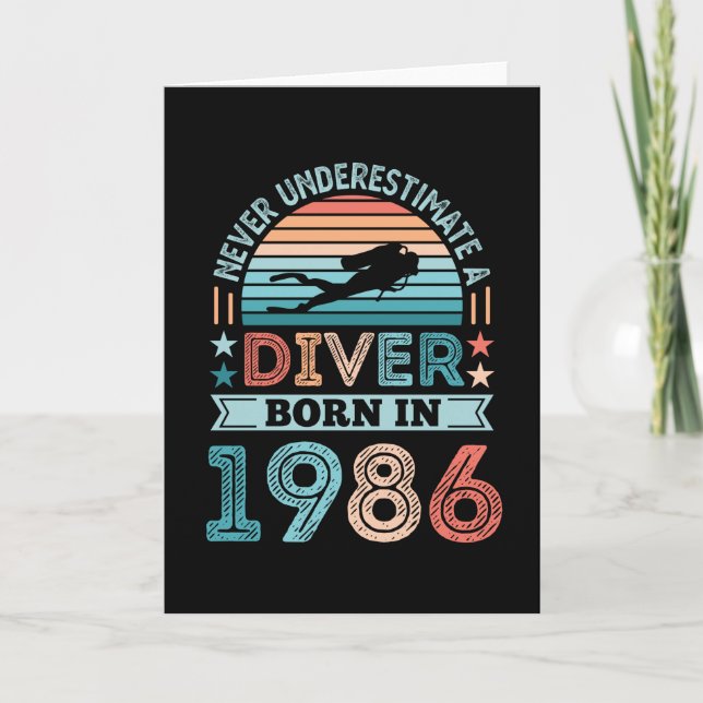 Diver born 1986 40th Birthday Diving Gift Dive Fan Card (Front)