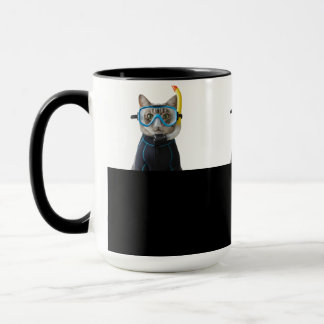 Diver cat, diving suit and snorkel mug