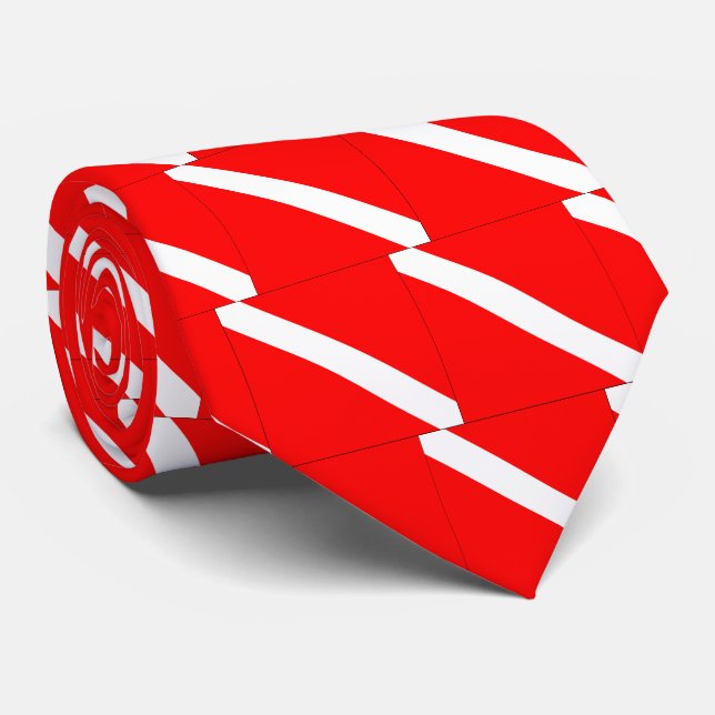 Diver Down Classic Flag Scuba Diving Awesome Tie (Rolled)