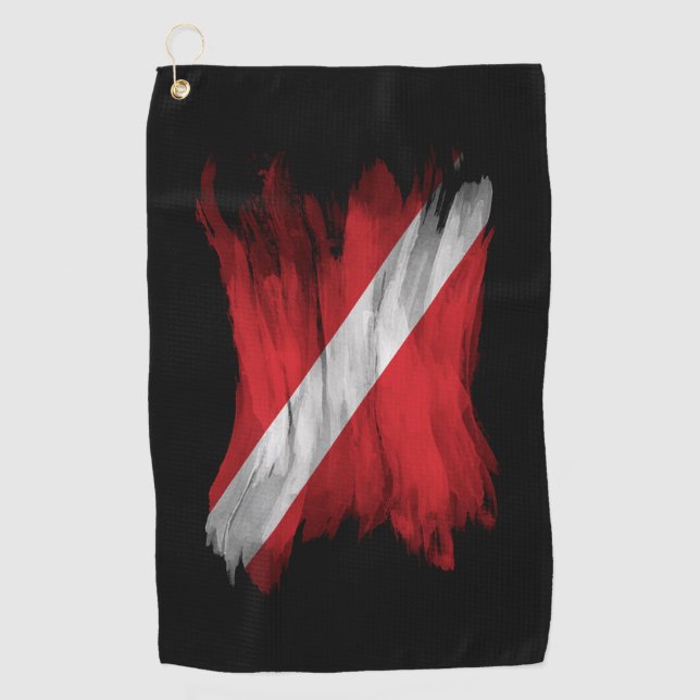 Diver Down flag brush stroke, Dive flag Golf Towel (Front)