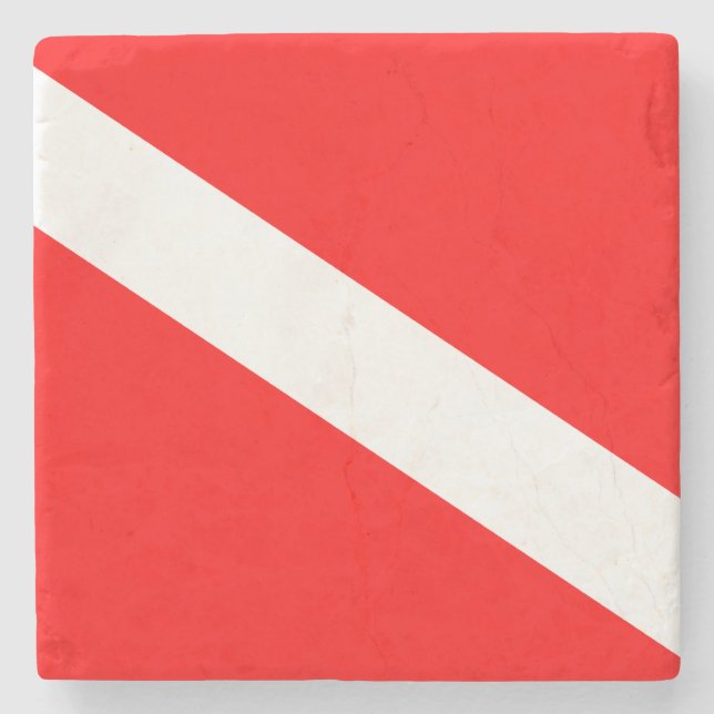 Diver Down Flag Stone Coaster (Front)