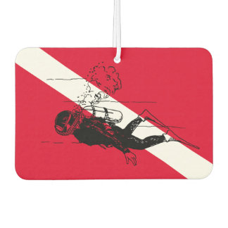 Diver down flag with retro diver illustration car air freshener