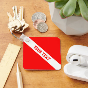 Diver Down Flag Your Text Key Ring