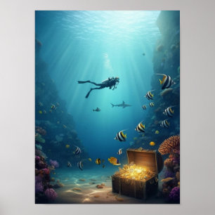 Diver finds a treasure poster