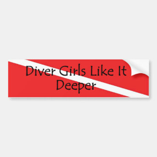 Diver Girls Like It Deeper no-img Bumper Sticker