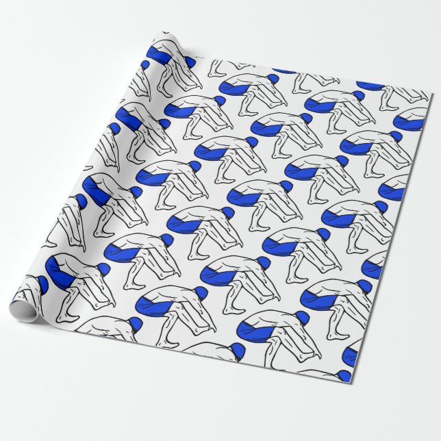 Diver in Blue Wrapping Paper (Unrolled)