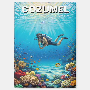 Diver in Cozumel Mexico Travel Magnet