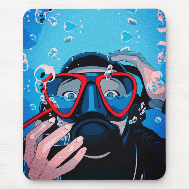 Diver’s Surprise – Underwater Adventure Mouse Pad (Front)