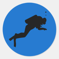 Diver Silhouette - Round Sticker
