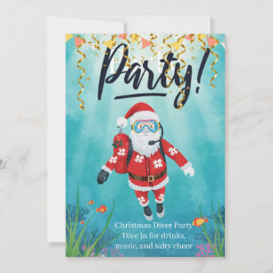 DIVER Underwater Christmas Diver Party Invitation