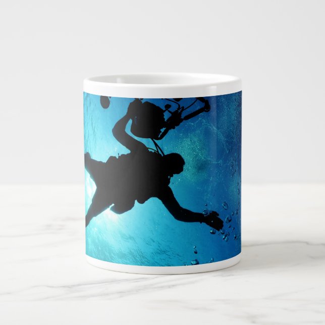 Diver underwater large coffee mug (Front)