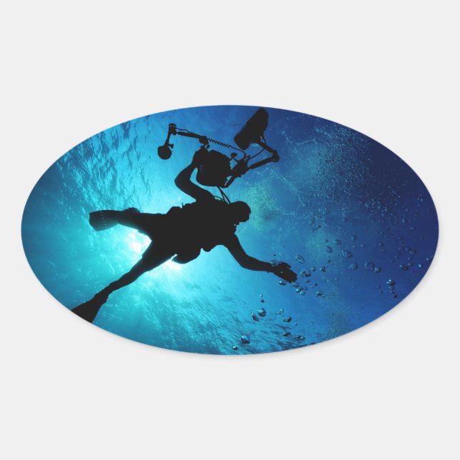 Diver underwater oval sticker (Front)