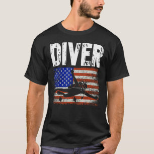 Diver US American Flag Dive Scuba Diving T-Shirt