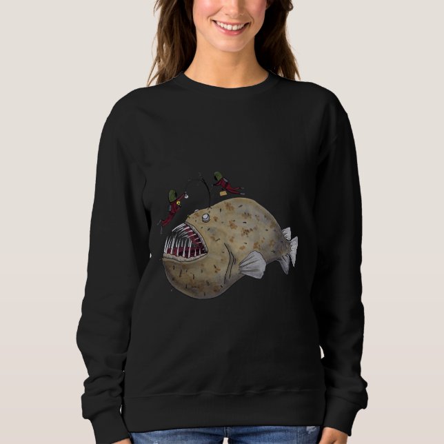 Divers Changing Light Bulb On Angler Fish Sweatshirt (Front)