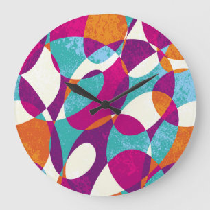 Diverse colours, vintage pattern collection. large clock