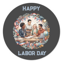 Diverse Educators Patriotic Labour Day Team Art