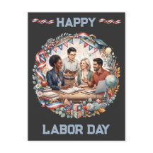 Diverse Educators Patriotic Labour Day Team Art