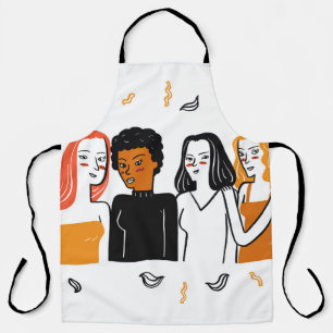 Diverse girls, various nationalities together. apron