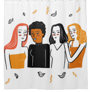 Diverse girls, various nationalities together. shower curtain