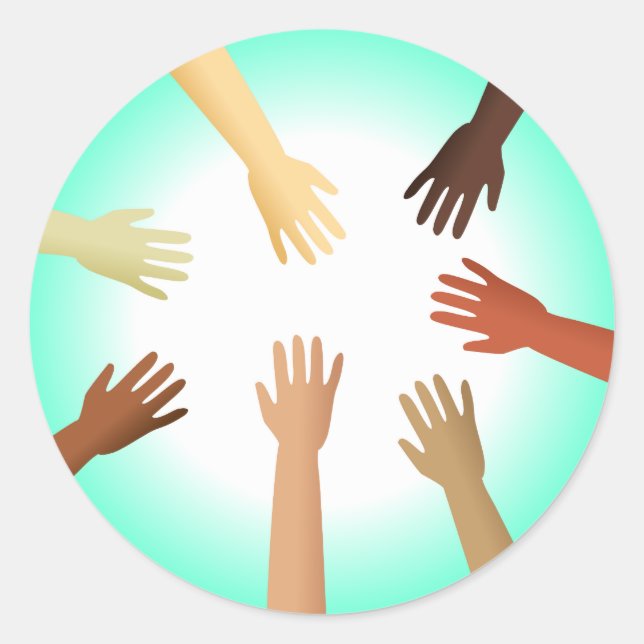 Diverse Hands Classic Round Sticker (Front)