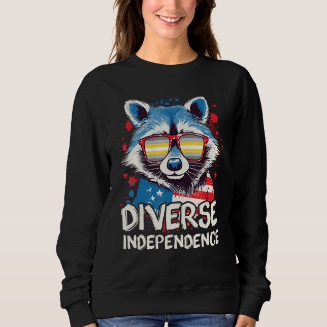 Diverse Independence  Raccoon Demigender Sunglasse Sweatshirt (Front)