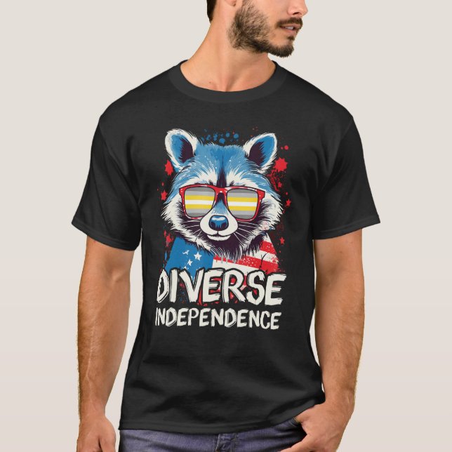 Diverse Independence  Raccoon Demigender Sunglasse T-Shirt (Front)