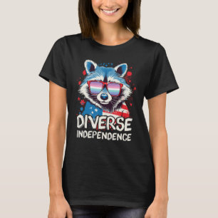Diverse Independence  Raccoon Genderfrith Sunglass T-Shirt