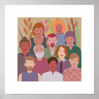 diverse men square poster