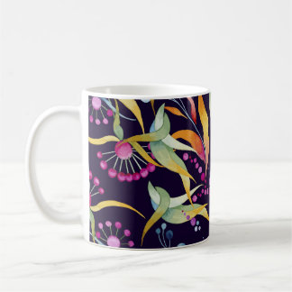 Diverse plant pattern: seamless watercolor design coffee mug