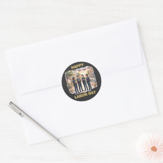 Diverse Police Officers Patriotic Labour Day Art Classic Round Sticker