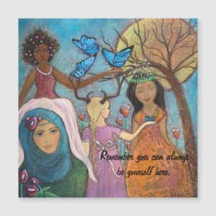 Diverse Women Whimsical Art Magnetic Card