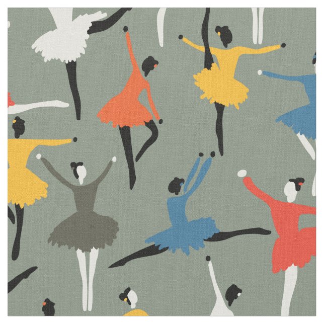 Diversity ballerinas in colorful outfits pattern fabric (Close Up)