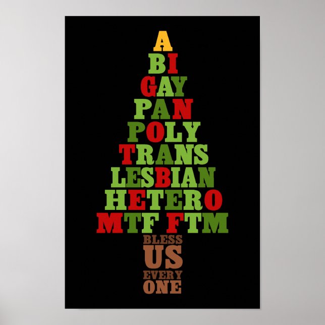 Diversity Christmas Tree Text Poster (Front)