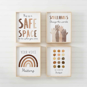Diversity class room wall art set of 4 print