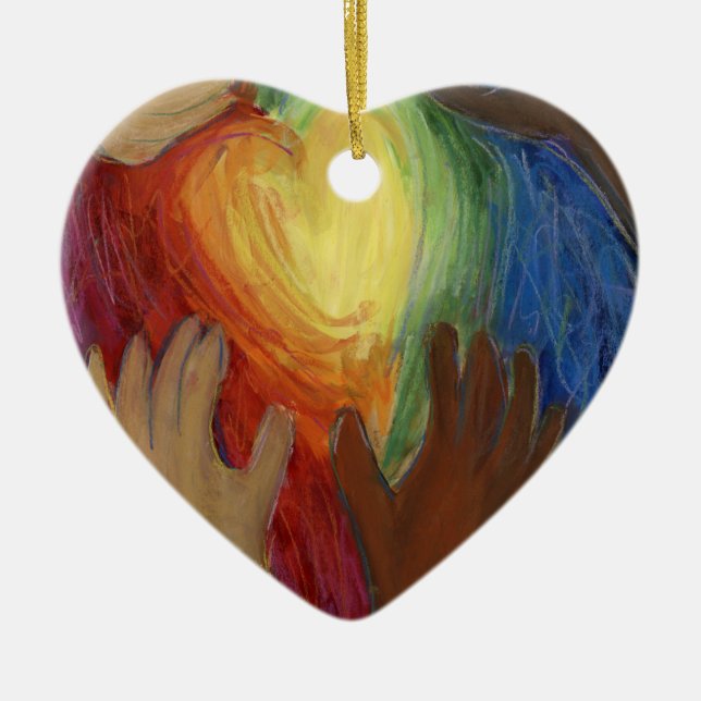 Diversity DEI Hearts Holiday Gift Ornament (Front)