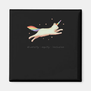 Diversity Equity Inclusion With Unicorn Cat Sticke Magnet
