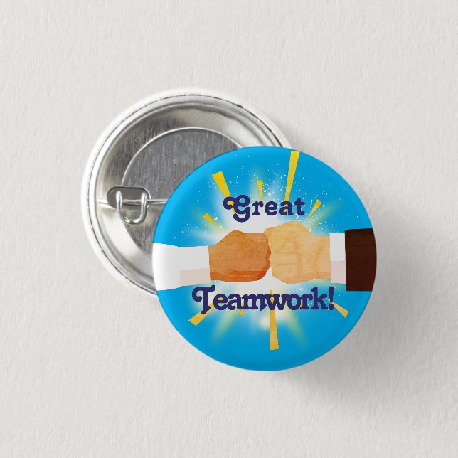 Diversity fist bump employee recognition award 3 cm round badge (Front & Back)