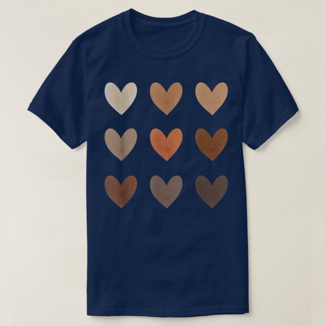 Diversity Heart Skin Tones Black Pride Kindness Me T-Shirt (Design Front)