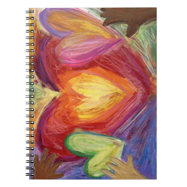 Diversity Hearts Hands Love Art Journal Notebook (Front)