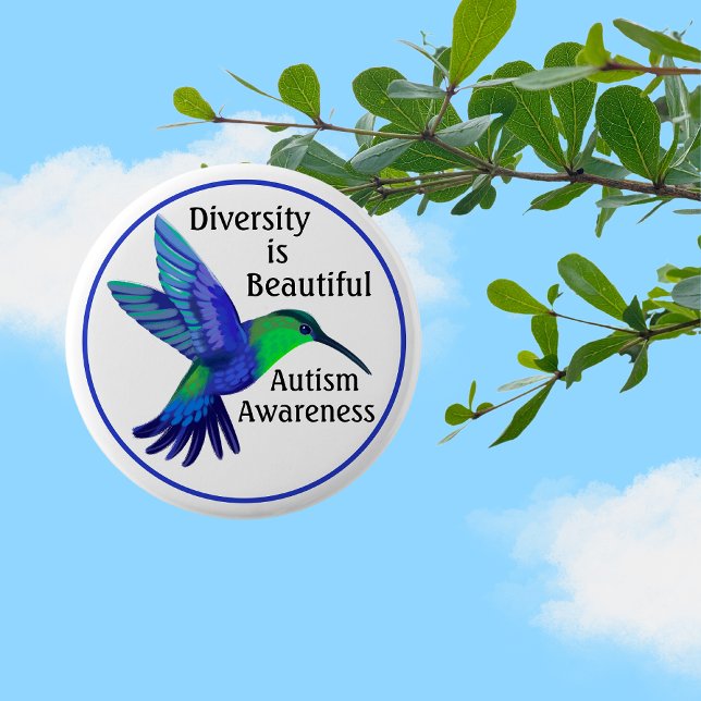 Diversity Hummingbird Autism Awareness Button (Creator Uploaded)