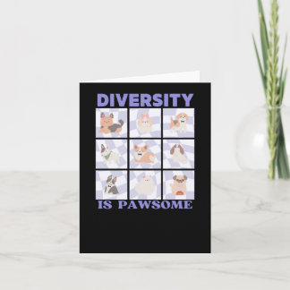 Diversity Is Pawsome Cute Groovy Retro Vibes Dog B Card