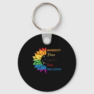 Diversity Peace Equity Love Inclusion – Rainbow Su Key Ring