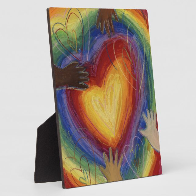 Diversity Rainbow Love Heart DEI Plaque Art Prints (Side)
