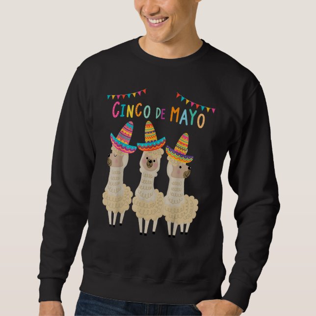 Divertido Cincos De Mayos Llama No probLlama Mexic Sweatshirt (Front)